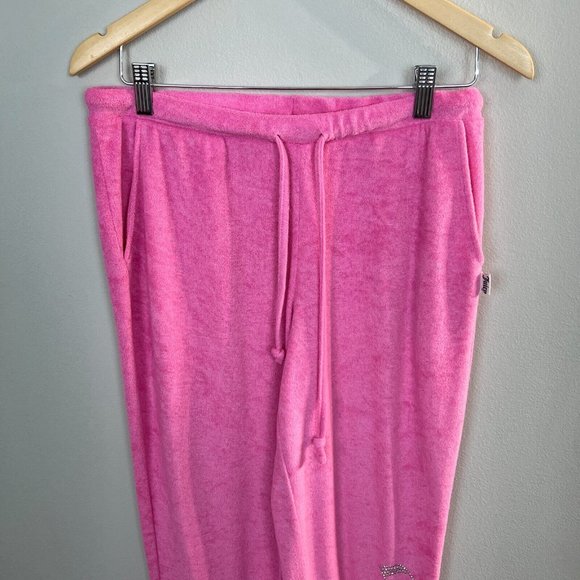 Juicy Couture Sleepwear Jogger Pants‎ Large Pink Studded Drawstring Lounge - Picture 9 of 9